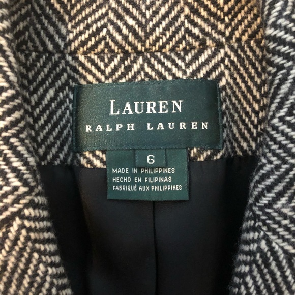 LAUREN RALPH LAUREN WOOL BLAZER BROWN & BEIGE SZ 6 - Picture 3 of 4